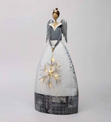 Plow &amp; Hearth Garden Accents | Indoor Living Indoor/Outdoor Metal Angel With Lighted Snowflake