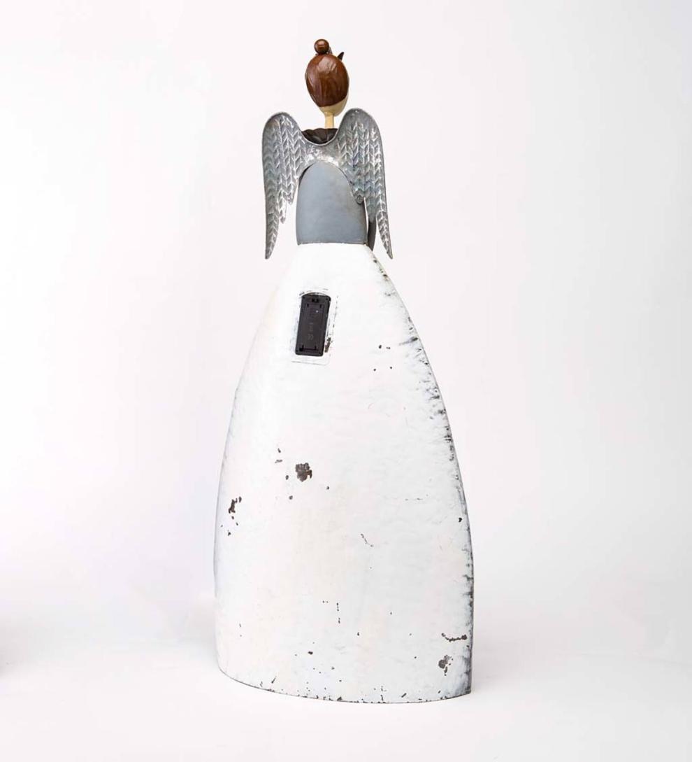 Plow &amp; Hearth Garden Accents | Indoor Living Indoor/Outdoor Metal Angel With Lighted Snowflake