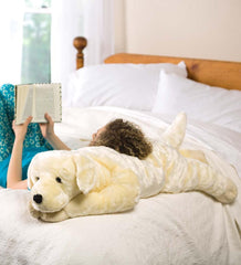 Plow &amp; Hearth Garden Accents | Indoor Living Labrador Retriever Plush Cuddle Animal Body Pillow - Black Lab