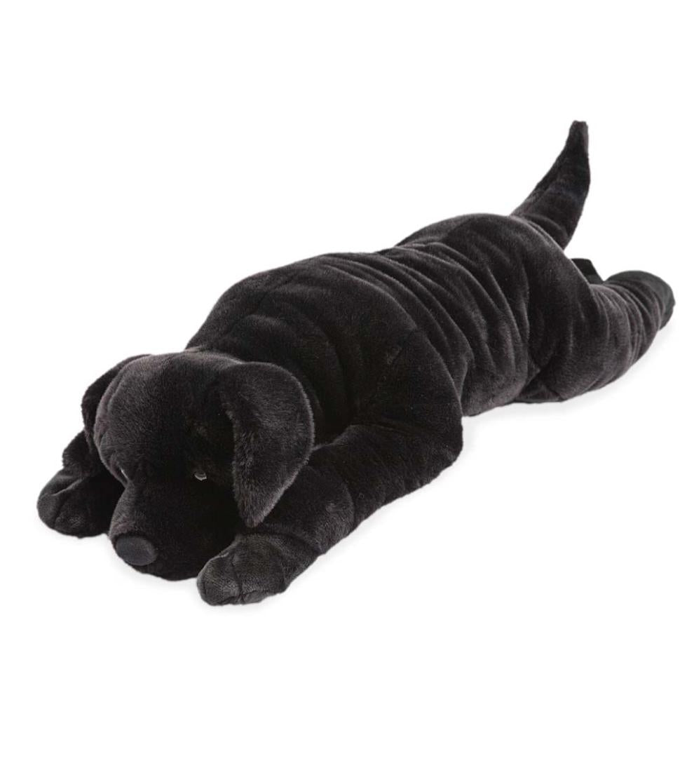 Plow &amp; Hearth Garden Accents | Indoor Living Labrador Retriever Plush Cuddle Animal Body Pillow - Black Lab