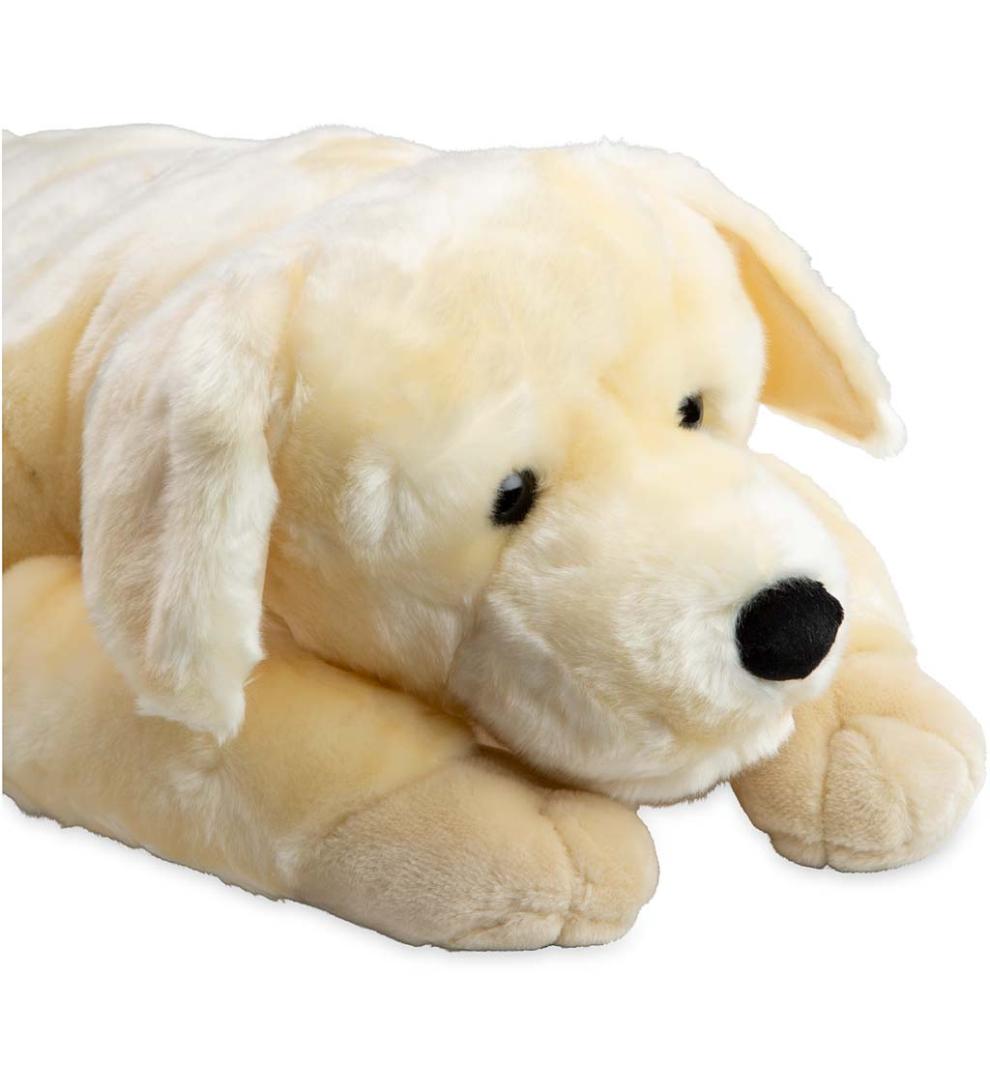 Plow &amp; Hearth Garden Accents | Indoor Living Labrador Retriever Plush Cuddle Animal Body Pillow - Black Lab