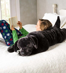 Plow &amp; Hearth Garden Accents | Indoor Living Labrador Retriever Plush Cuddle Animal Body Pillow - Black Lab