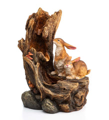 Plow &amp; Hearth Garden Accents | Indoor Living Lighted Electric Woodland Bunnies Fountain