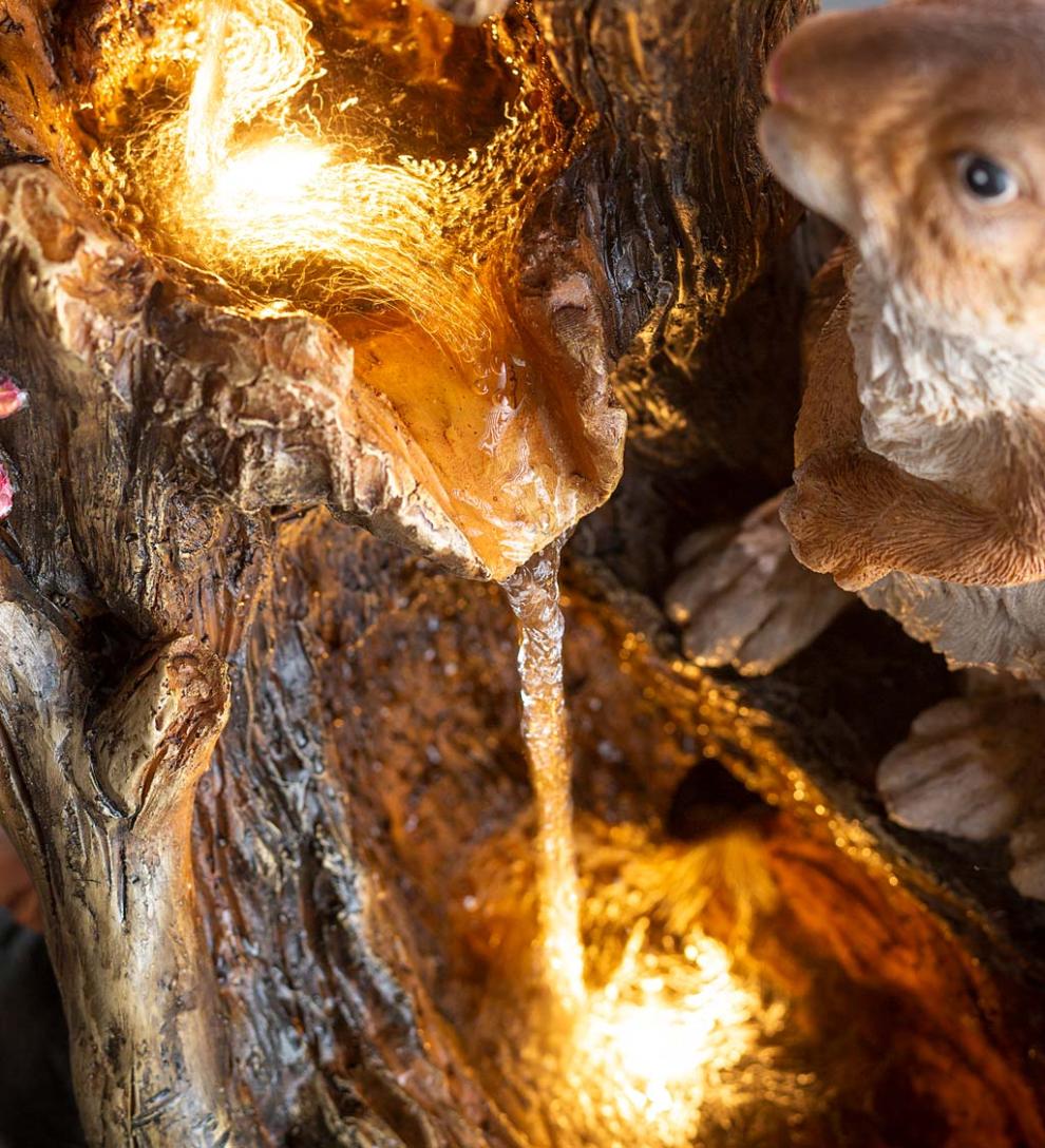 Plow &amp; Hearth Garden Accents | Indoor Living Lighted Electric Woodland Bunnies Fountain