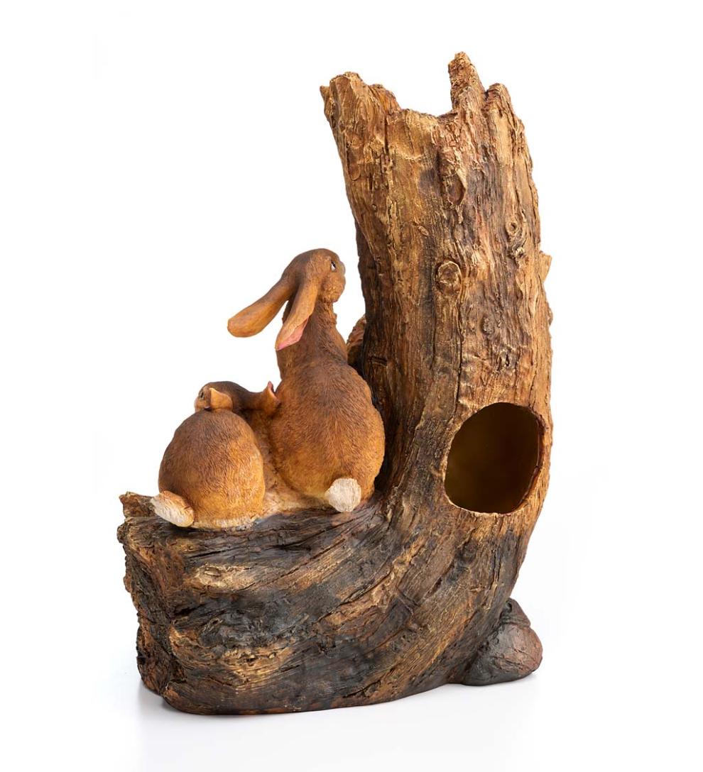 Plow &amp; Hearth Garden Accents | Indoor Living Lighted Electric Woodland Bunnies Fountain