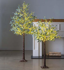 Plow &amp; Hearth Garden Accents | Indoor Living Lighted Faux Olive Tree With Warm White Led Lights