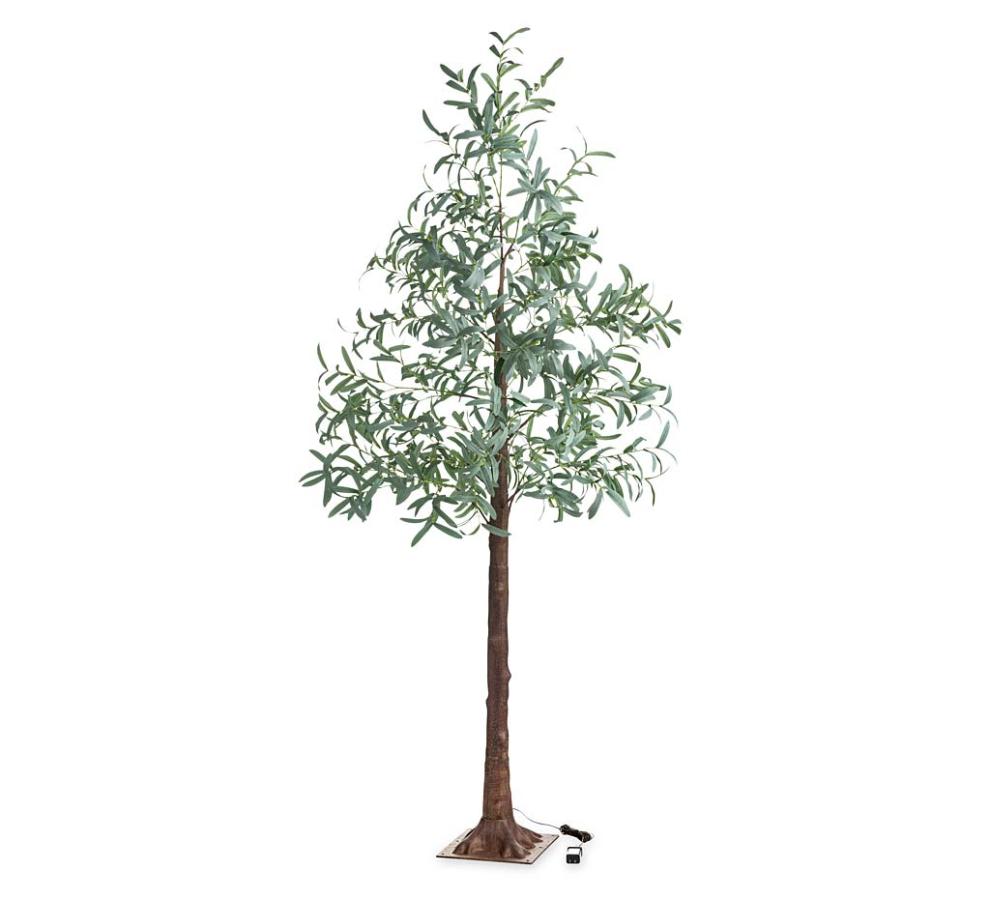Plow &amp; Hearth Garden Accents | Indoor Living Lighted Faux Olive Tree With Warm White Led Lights