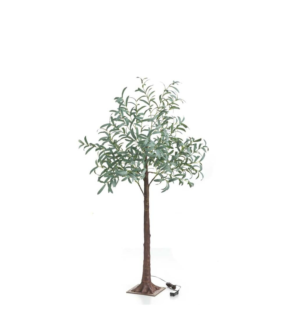 Plow &amp; Hearth Garden Accents | Indoor Living Lighted Faux Olive Tree With Warm White Led Lights