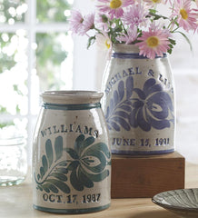 Plow &amp; Hearth Garden Accents | Indoor Living Personalized Stoneware Wedding Crock - Blue