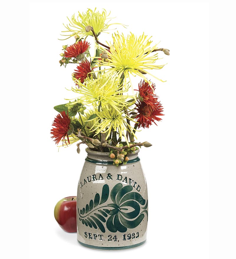 Plow &amp; Hearth Garden Accents | Indoor Living Personalized Stoneware Wedding Crock - Blue