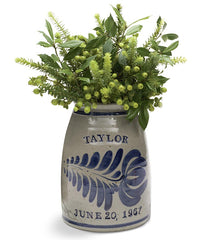 Plow &amp; Hearth Garden Accents | Indoor Living Personalized Stoneware Wedding Crock - Blue
