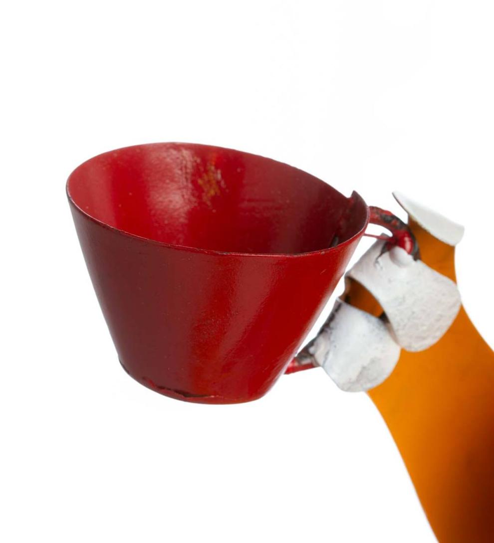 Plow &amp; Hearth Garden Accents | Indoor Living Recycled Metal Coffee Frog Garden Art