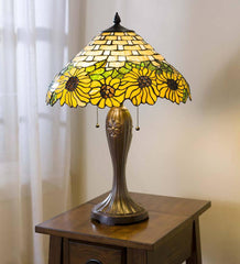 Plow &amp; Hearth Garden Accents | Indoor Living Sunflower Tiffany Table Lamp