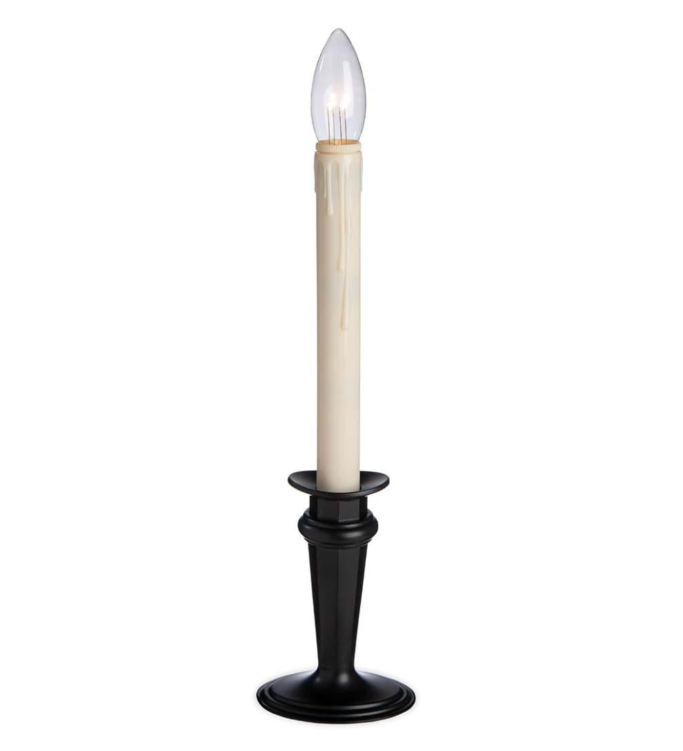 Plow &amp; Hearth Garden Accents | Indoor Living Traditional Adjustable Window Candle With Auto Timer - Antique Bronze