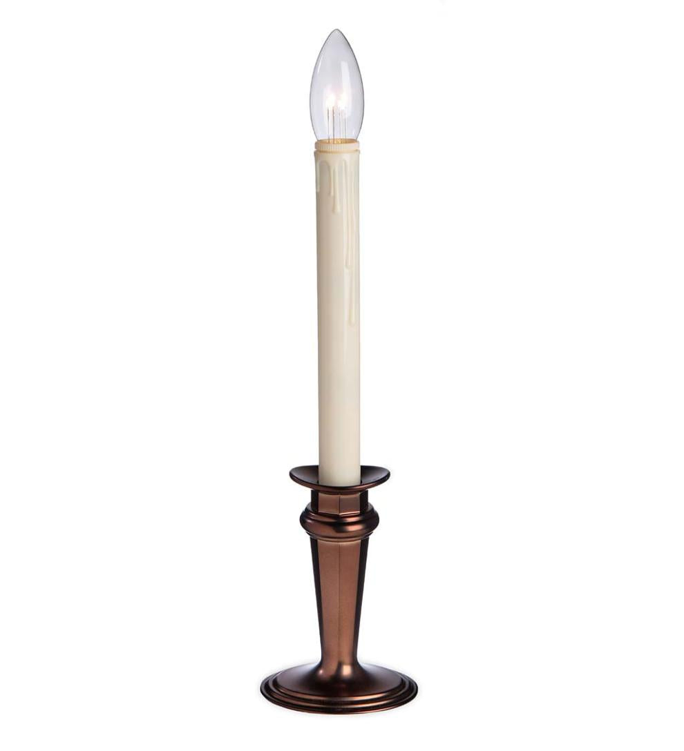 Plow &amp; Hearth Garden Accents | Indoor Living Traditional Adjustable Window Candle With Auto Timer - Antique Bronze
