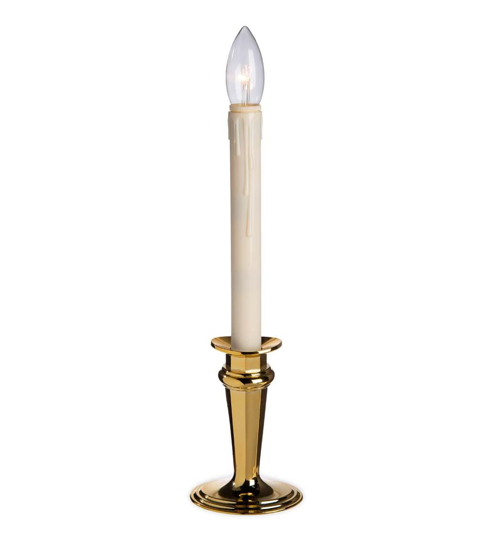 Plow &amp; Hearth Garden Accents | Indoor Living Traditional Adjustable Window Candle With Auto Timer - Antique Bronze