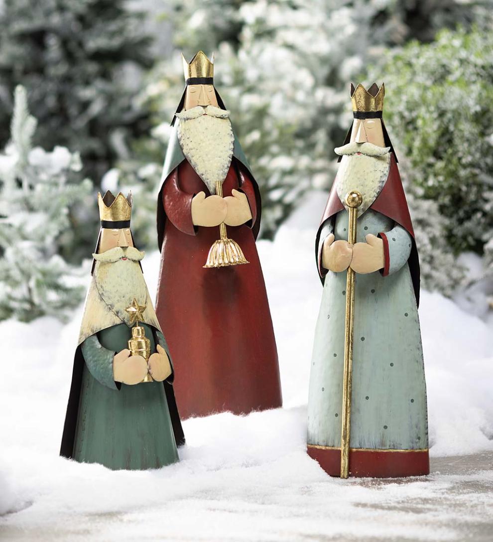 Plow &amp; Hearth Garden Accents | Indoor Living Wise Men Christmas Nativity Statues
