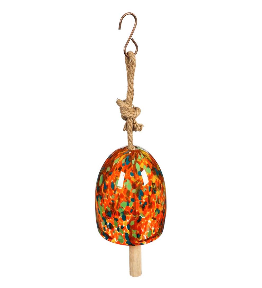Plow &amp; Hearth Garden Accents | Yard &amp; Garden Art Glass Garden Bell Chime - Blue
