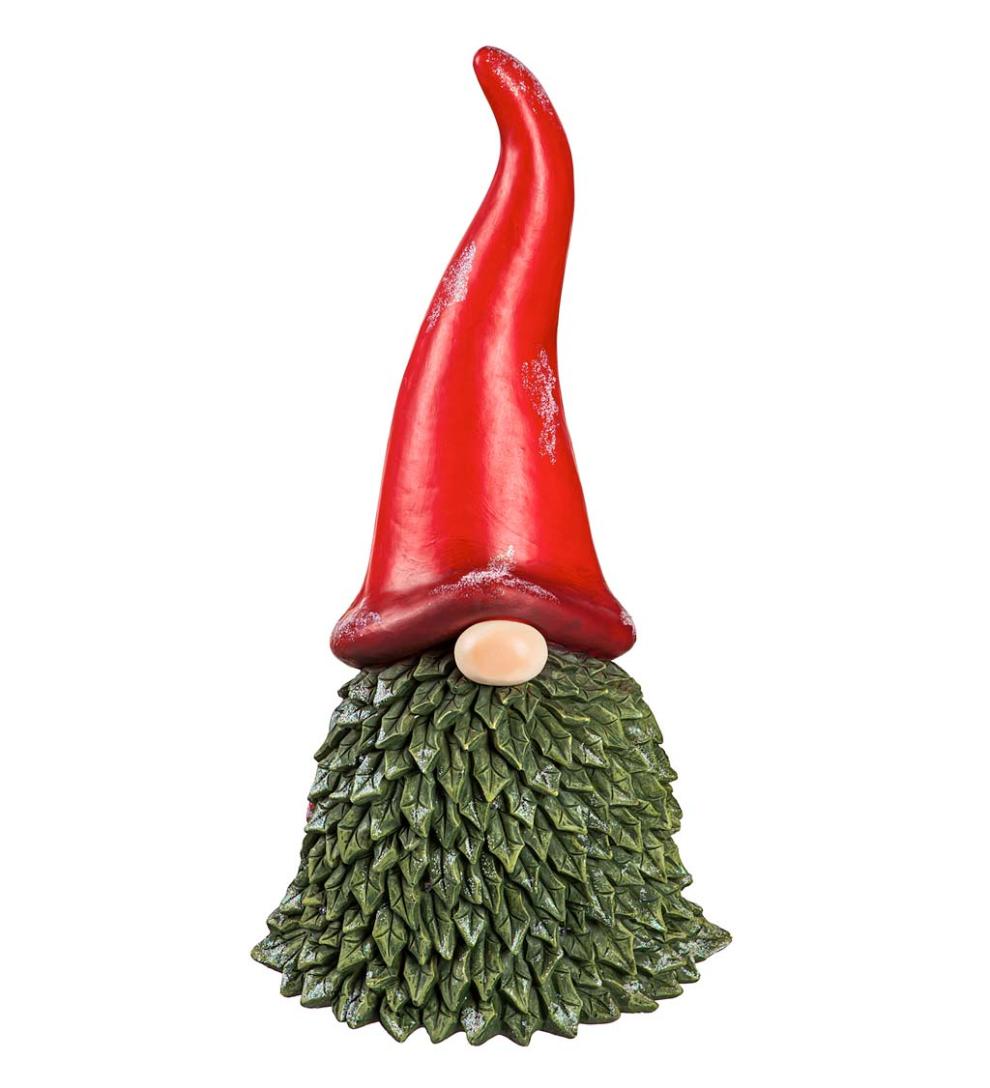 Plow &amp; Hearth Garden Accents | Yard &amp; Garden Battery-Operated Lighted Gnome With Wintergreen Beard