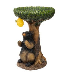 Plow &amp; Hearth Garden Accents | Yard &amp; Garden Bear Tree Stump Birdbath With Solar Beehive