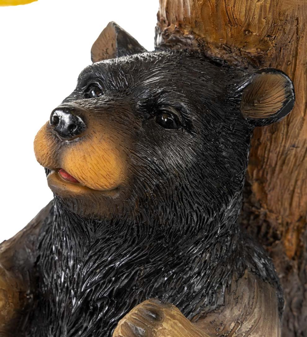 Plow &amp; Hearth Garden Accents | Yard &amp; Garden Bear Tree Stump Birdbath With Solar Beehive