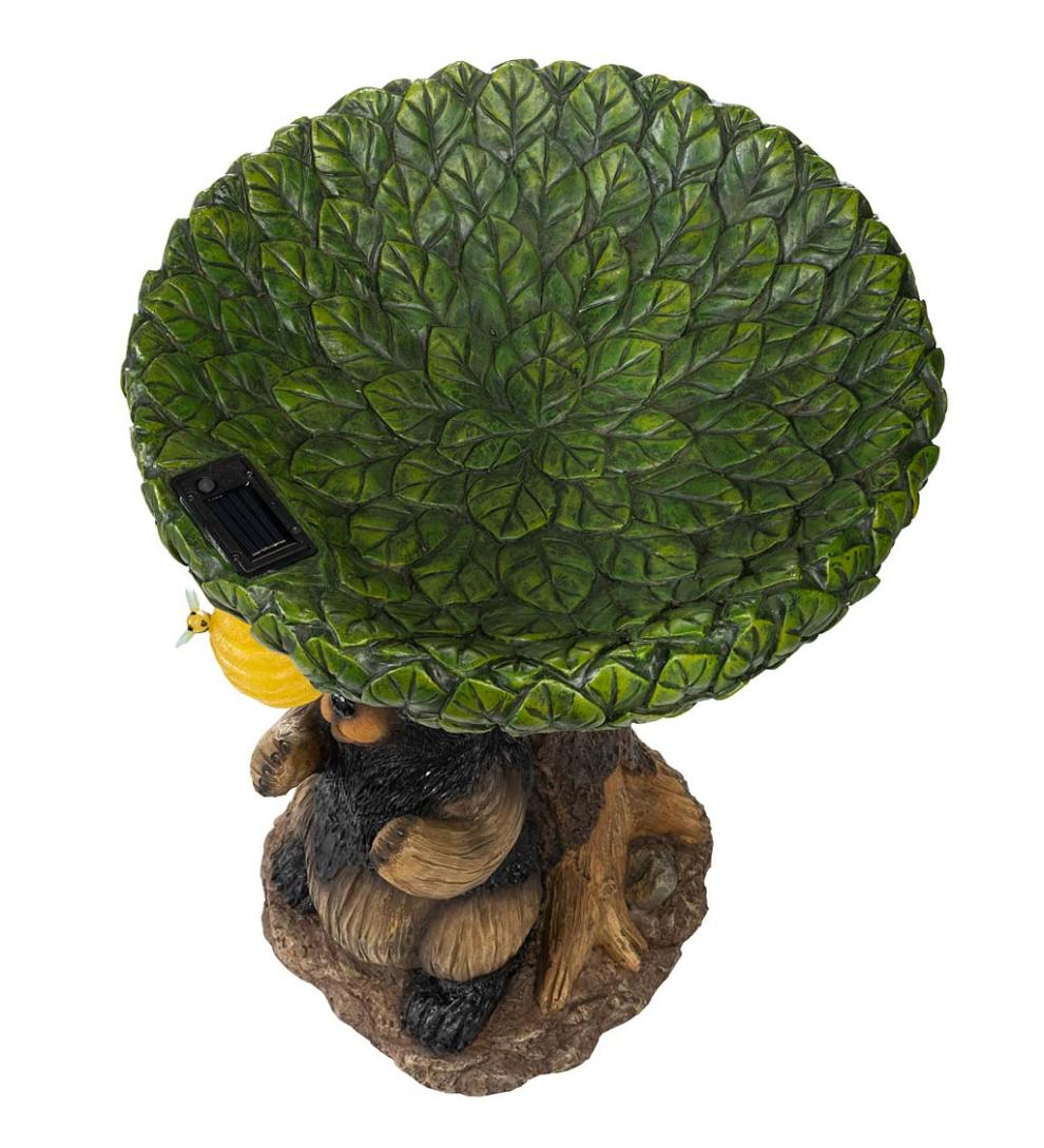 Plow &amp; Hearth Garden Accents | Yard &amp; Garden Bear Tree Stump Birdbath With Solar Beehive