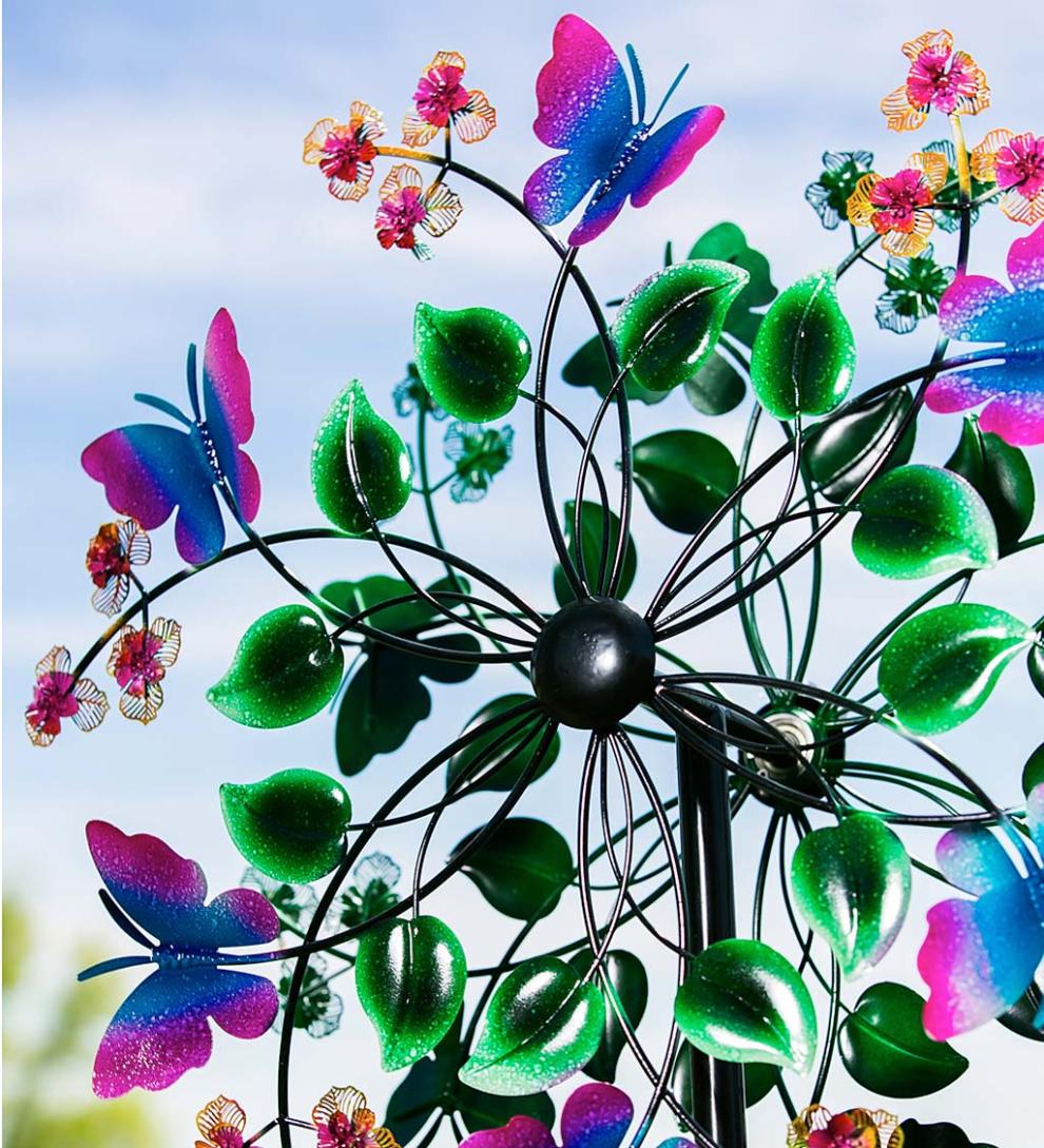 Plow &amp; Hearth Garden Accents | Yard &amp; Garden Butterfly And Flowers Metal Wind Spinner