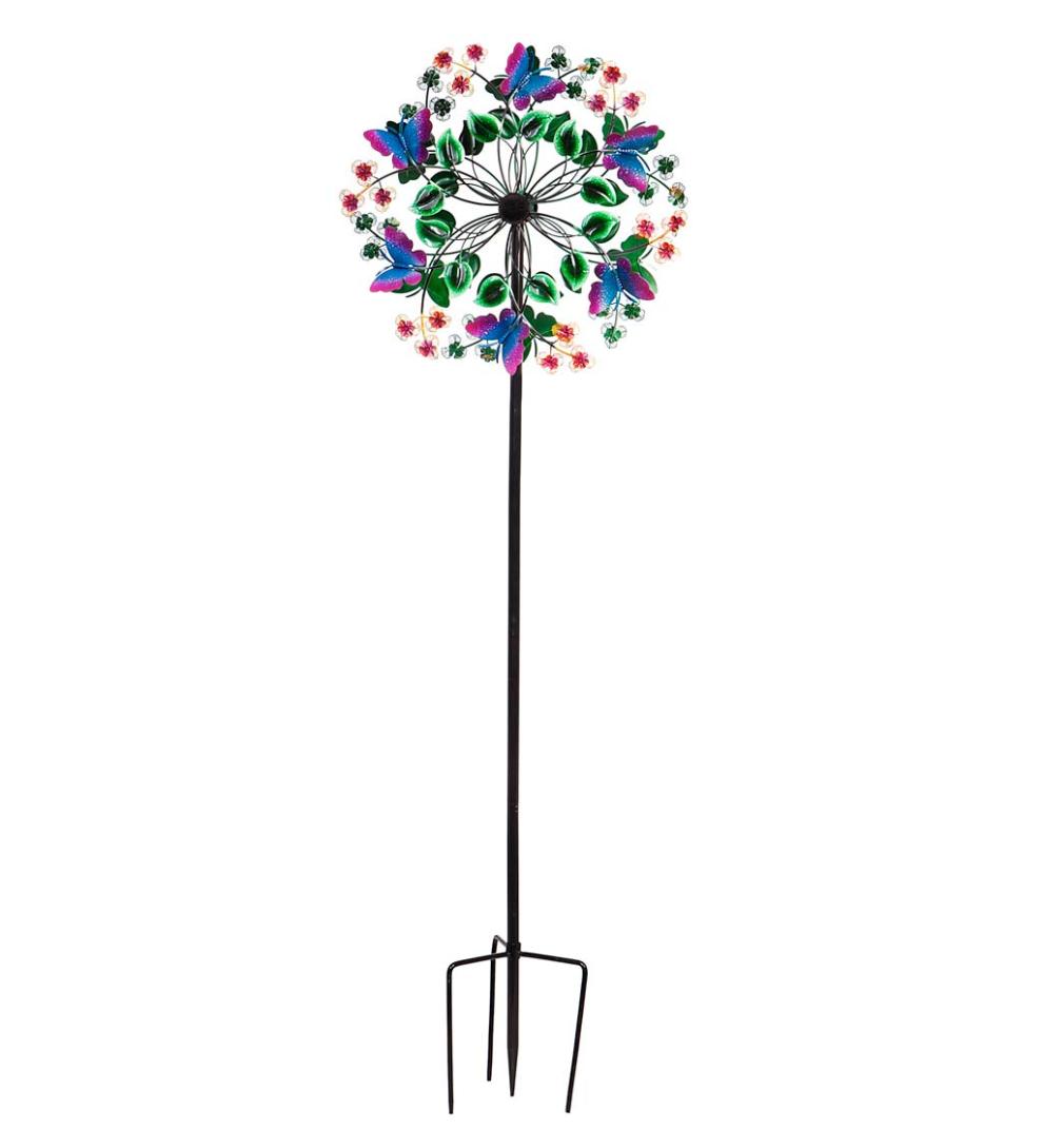 Plow &amp; Hearth Garden Accents | Yard &amp; Garden Butterfly And Flowers Metal Wind Spinner
