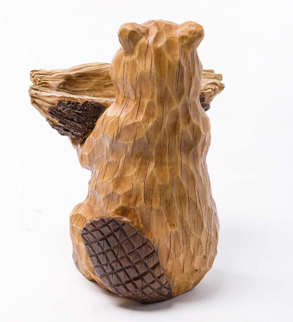 Plow &amp; Hearth Garden Accents | Yard &amp; Garden Carved Resin Beaver Birdbath Garden Accent