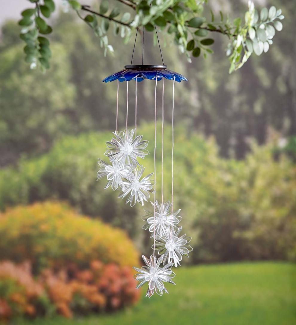 Plow &amp; Hearth Garden Accents | Yard &amp; Garden Color Changing Solar Mobile With 3D Flowers