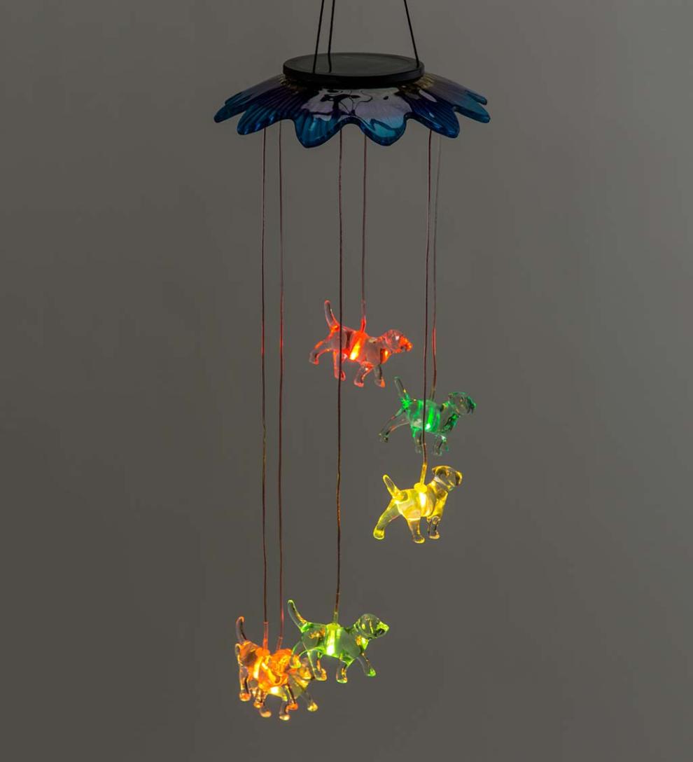 Plow &amp; Hearth Garden Accents | Yard &amp; Garden Color-Changing Solar Mobile With Dogs