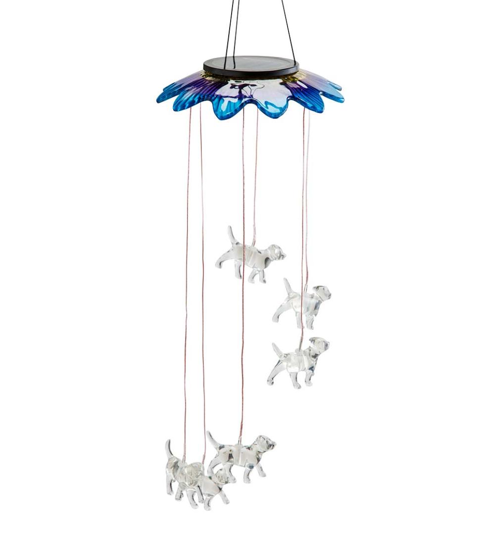 Plow &amp; Hearth Garden Accents | Yard &amp; Garden Color-Changing Solar Mobile With Dogs
