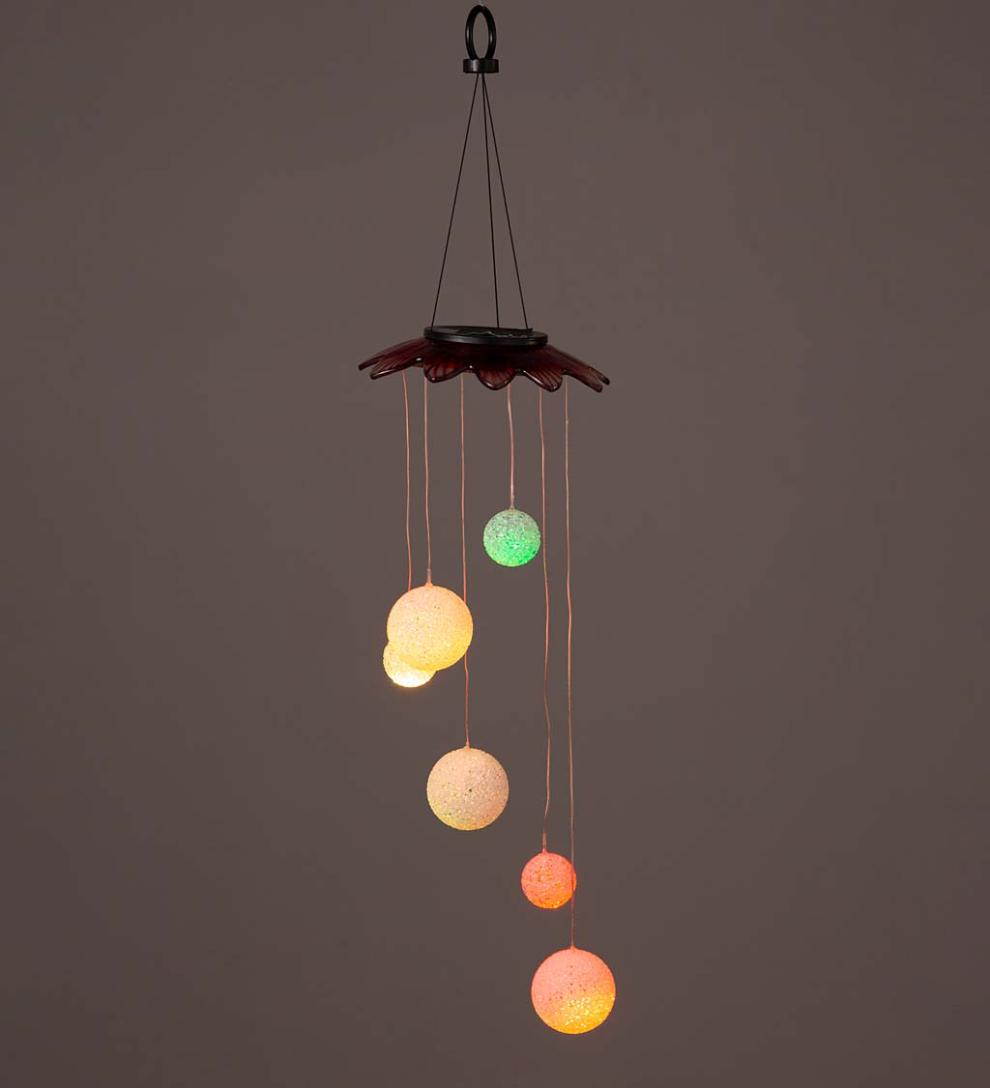 Plow &amp; Hearth Garden Accents | Yard &amp; Garden Color Changing Solar Mobile With Glitter Globes