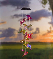 Plow &amp; Hearth Garden Accents | Yard &amp; Garden Colorful Metal Butterfly Solar Mobile