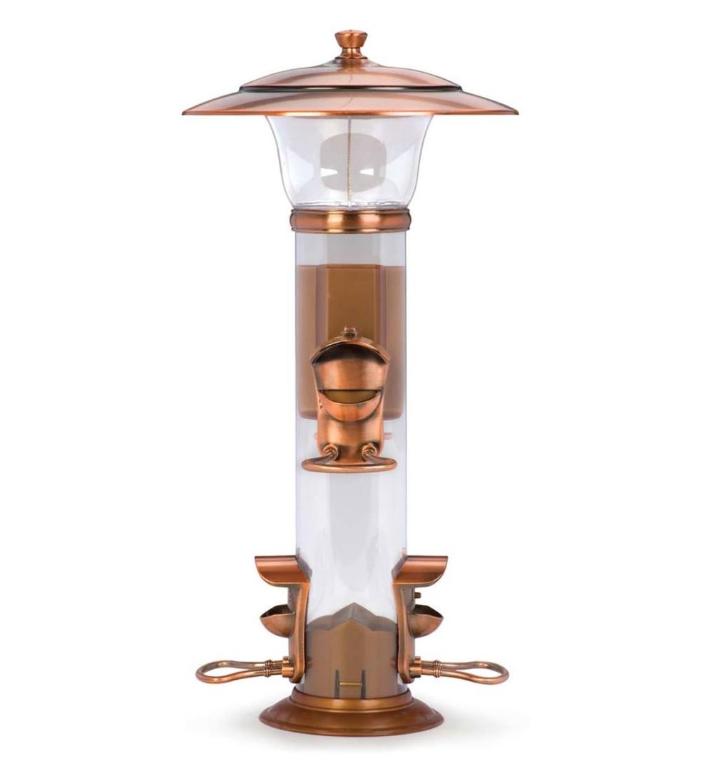 Plow &amp; Hearth Garden Accents | Yard &amp; Garden Copper-Finished Hanging Tube Bird Feeder