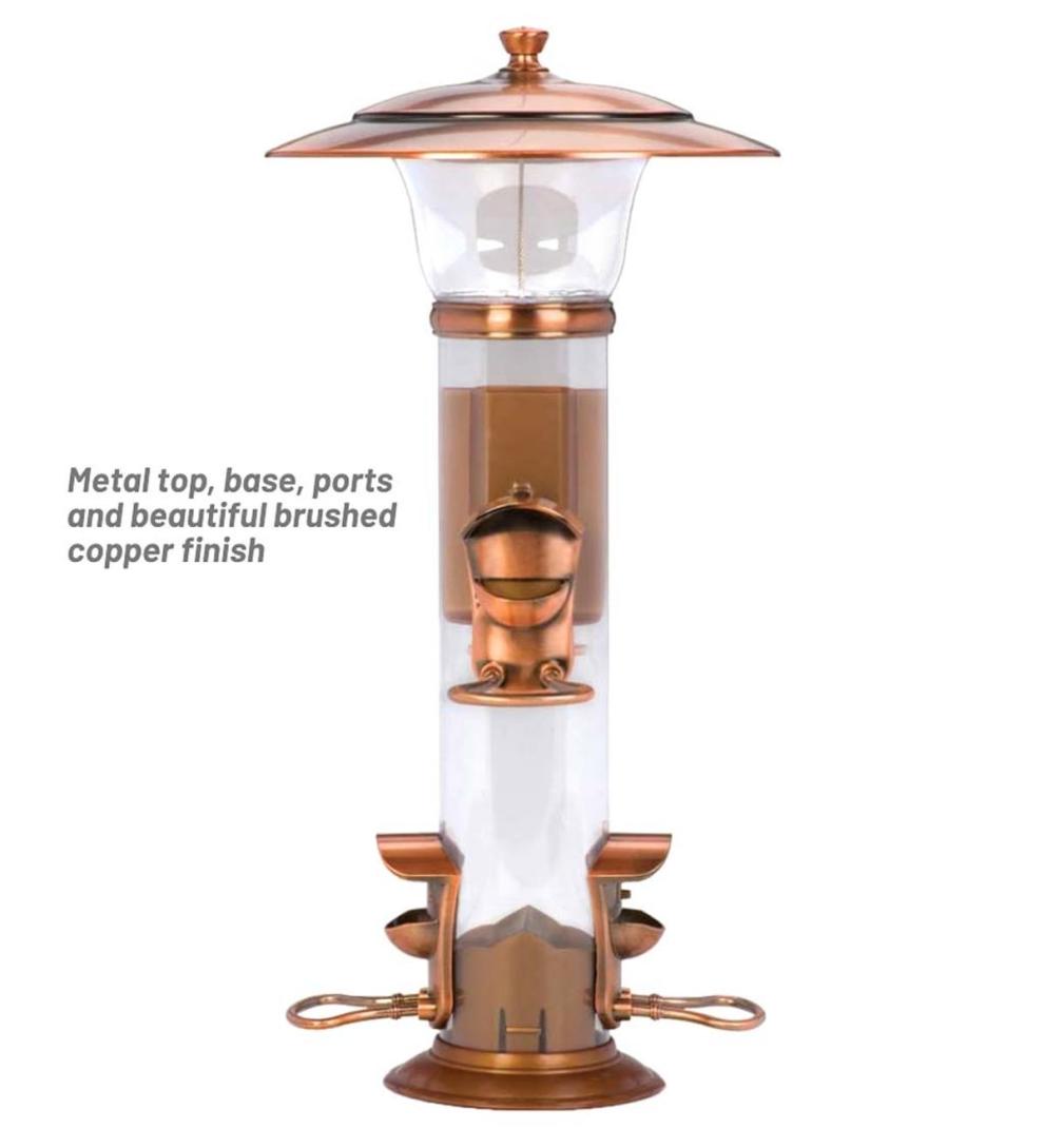 Plow &amp; Hearth Garden Accents | Yard &amp; Garden Copper-Finished Hanging Tube Bird Feeder
