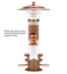 Plow &amp; Hearth Garden Accents | Yard &amp; Garden Copper-Finished Hanging Tube Bird Feeder