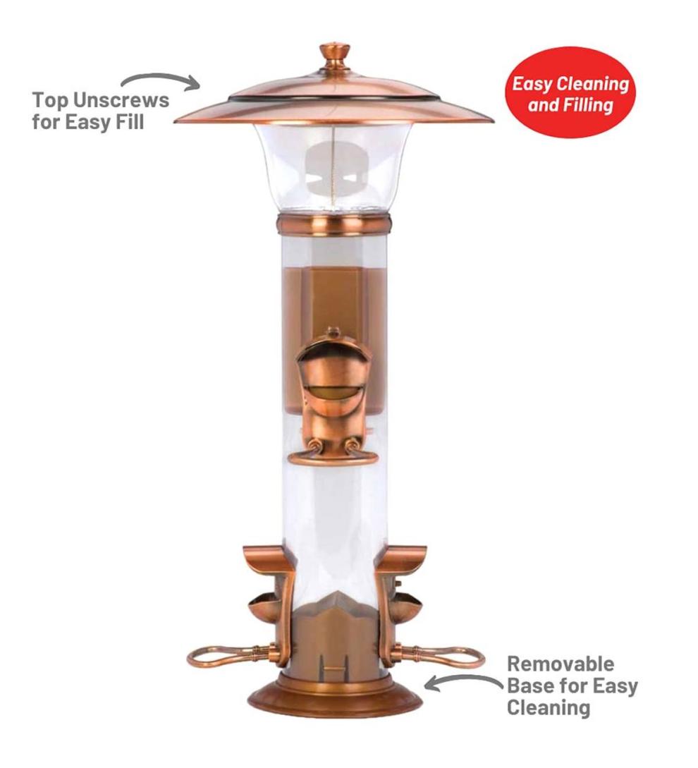 Plow &amp; Hearth Garden Accents | Yard &amp; Garden Copper-Finished Hanging Tube Bird Feeder