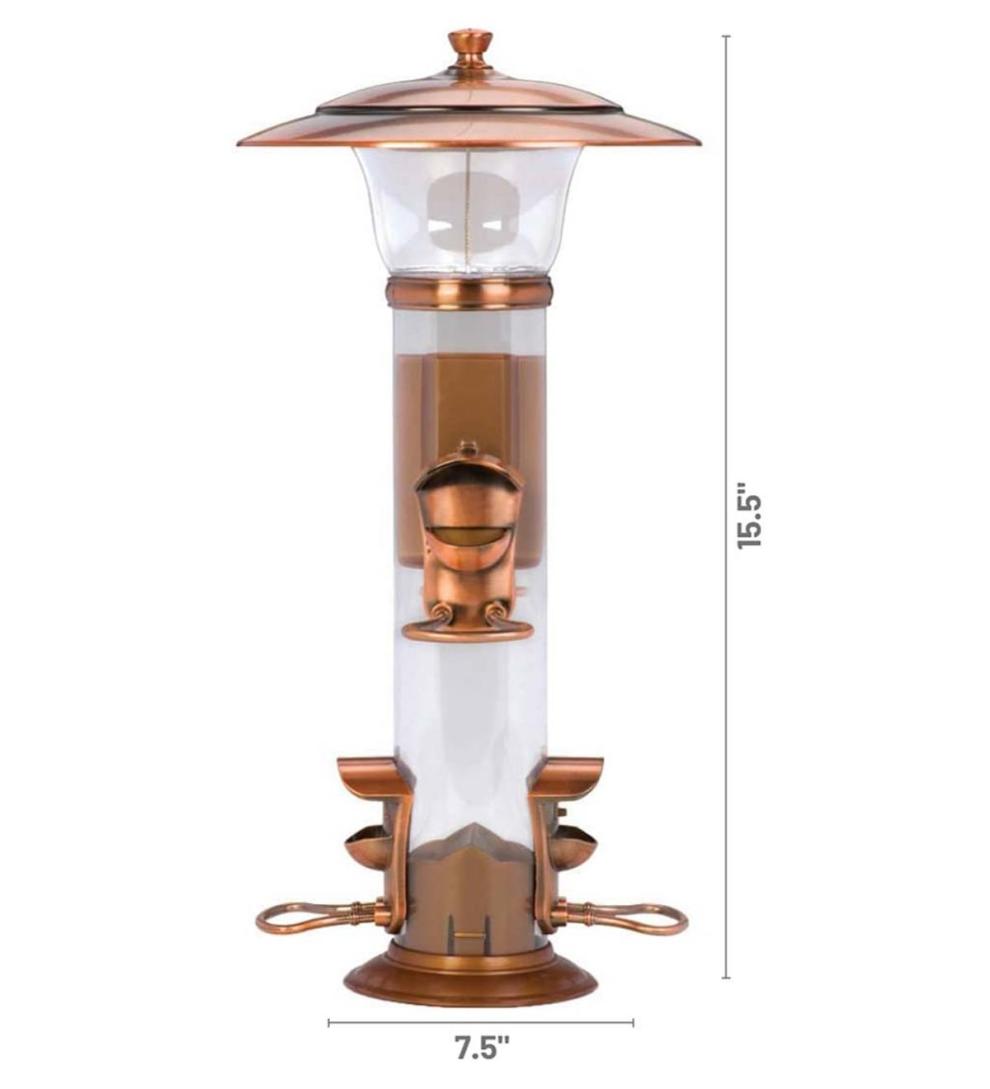 Plow &amp; Hearth Garden Accents | Yard &amp; Garden Copper-Finished Hanging Tube Bird Feeder