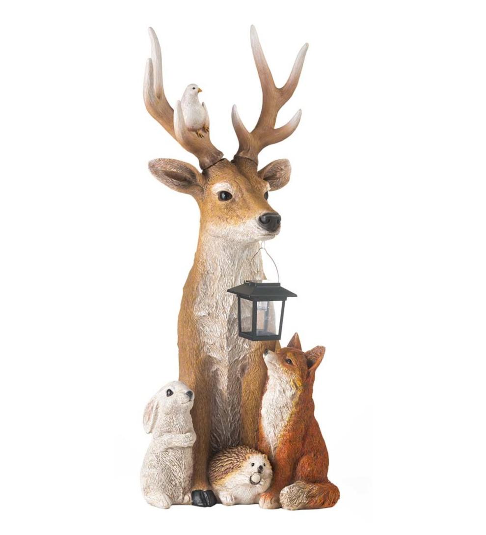 Plow &amp; Hearth Garden Accents | Yard &amp; Garden Deer And Friends Solar Holiday Figurine