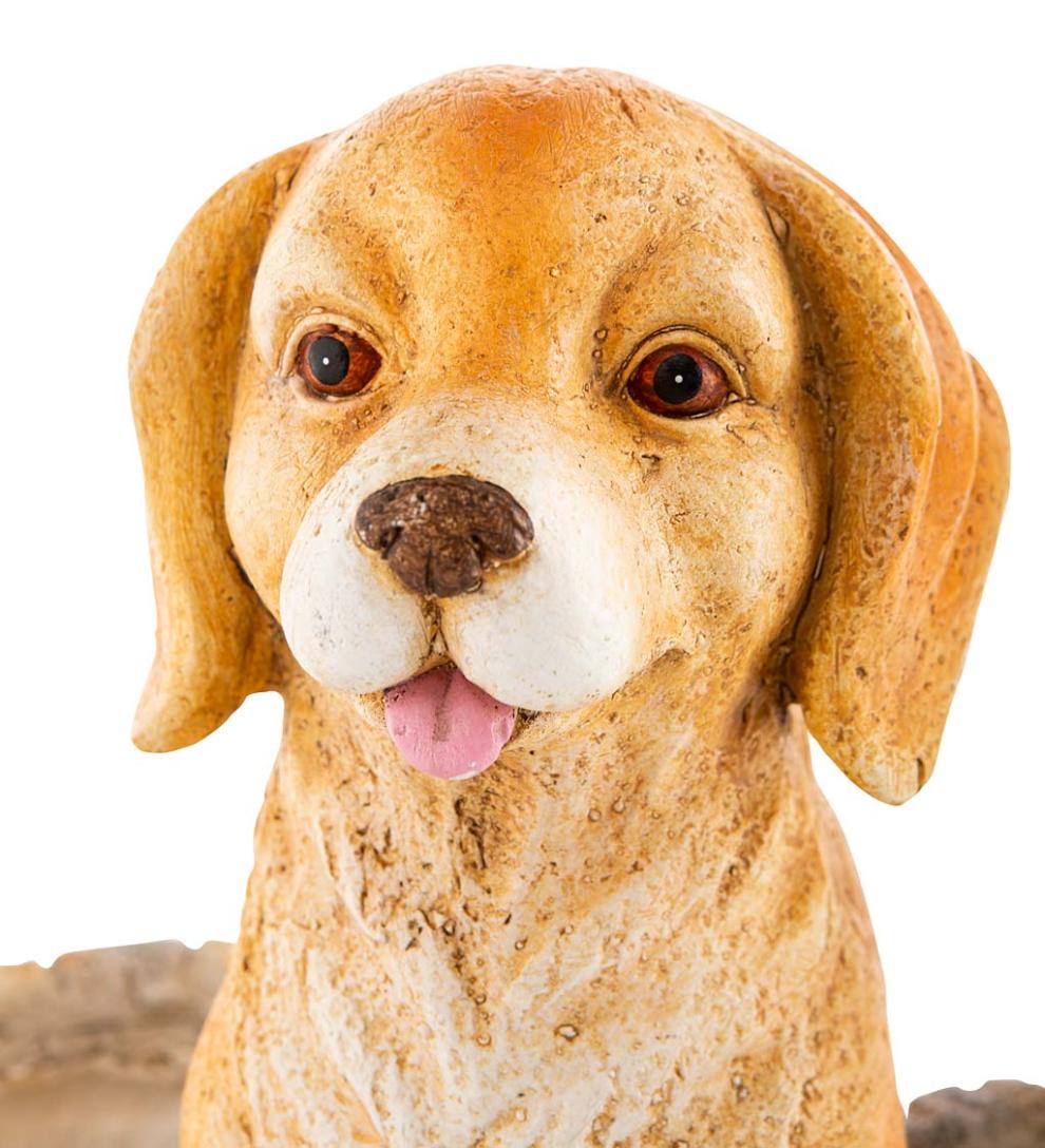 Plow &amp; Hearth Garden Accents | Yard &amp; Garden Faux Stone Dog Statue Double Planter