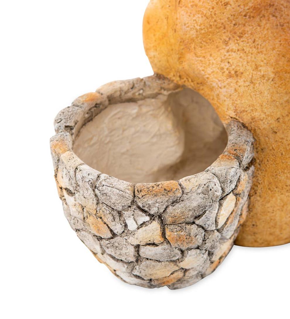 Plow &amp; Hearth Garden Accents | Yard &amp; Garden Faux Stone Dog Statue Double Planter