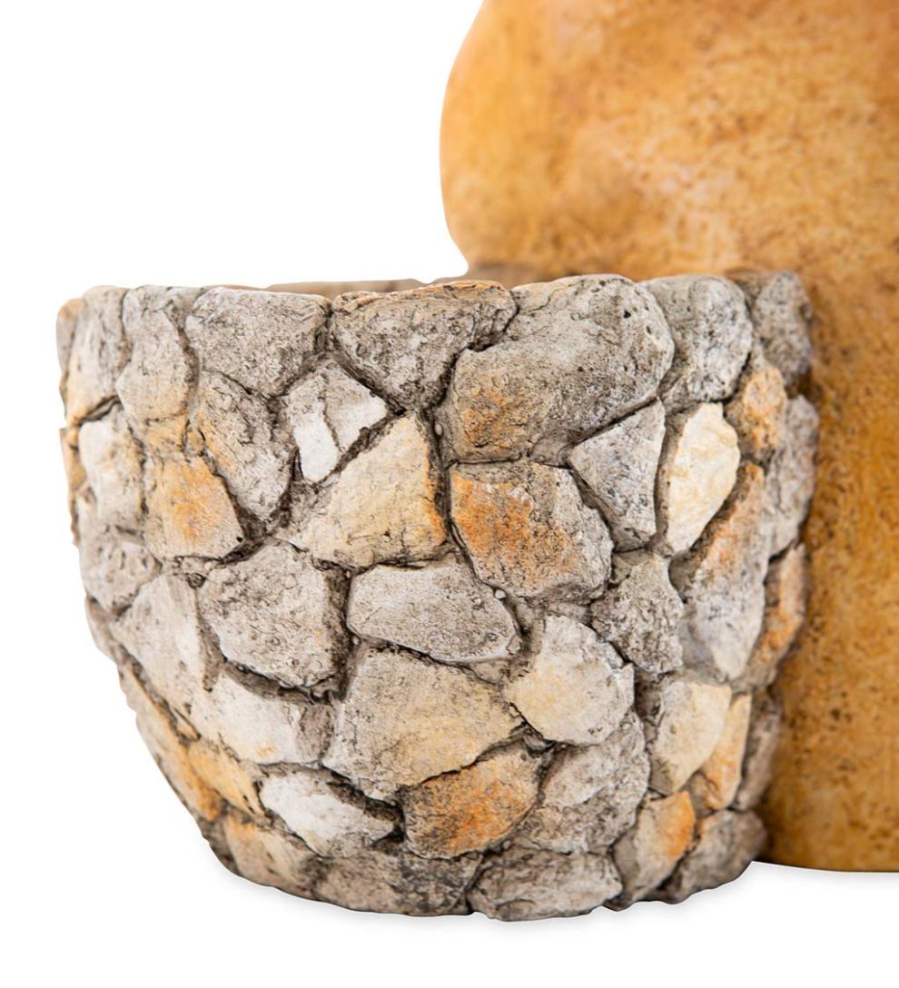 Plow &amp; Hearth Garden Accents | Yard &amp; Garden Faux Stone Dog Statue Double Planter