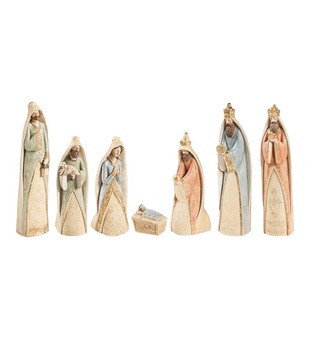 Plow &amp; Hearth Garden Accents | Yard &amp; Garden Gilded Nativity Scene, Set Of 7