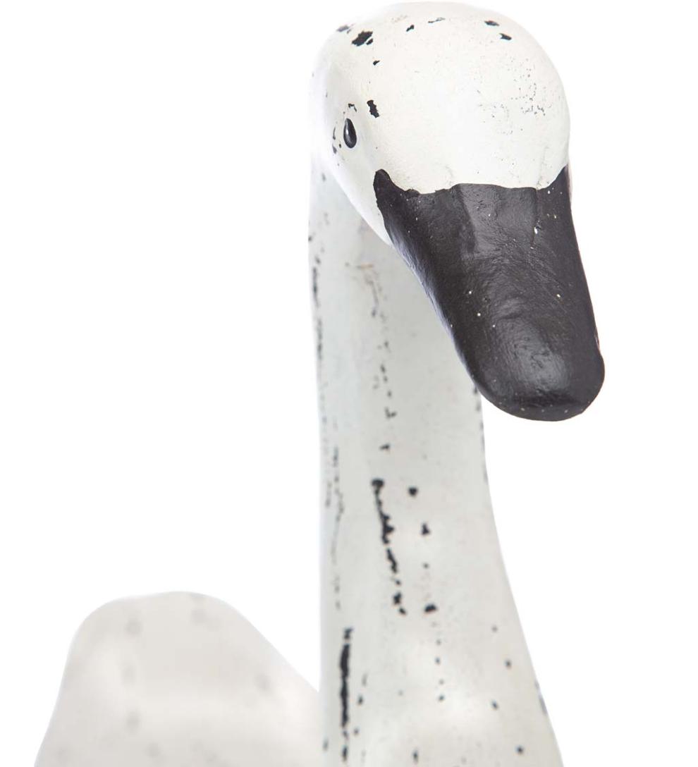 Plow &amp; Hearth Garden Accents | Yard &amp; Garden Hand-Painted Holiday Swan Statue With Wreath