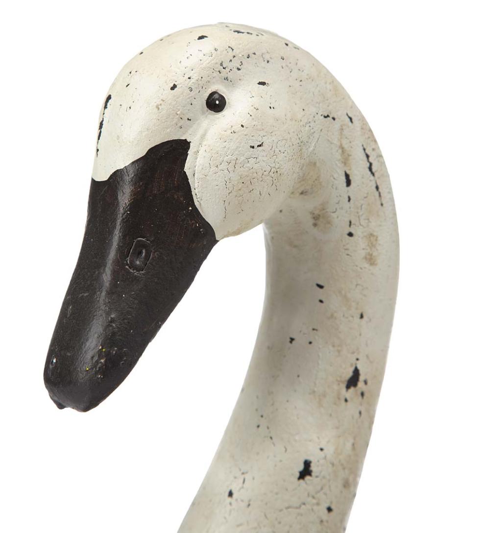 Plow &amp; Hearth Garden Accents | Yard &amp; Garden Hand-Painted Holiday Swan Statue With Wreath