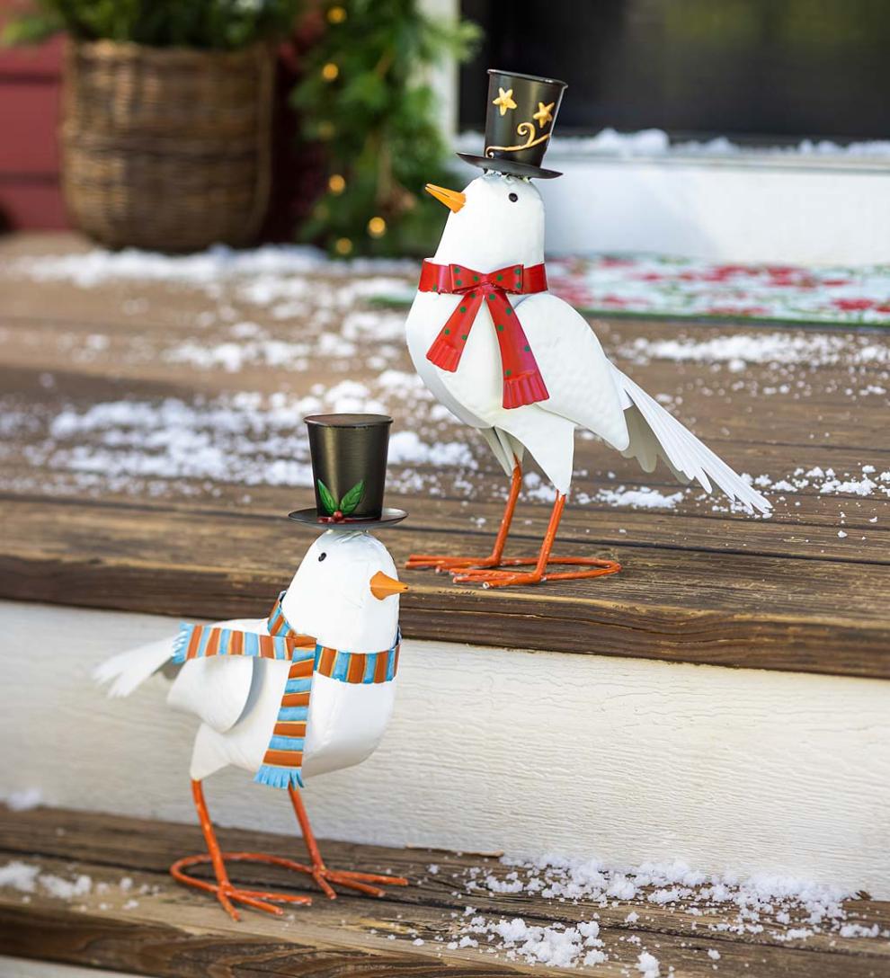 Plow &amp; Hearth Garden Accents | Yard &amp; Garden Holiday Dove Metal Garden Statues, Set Of 2