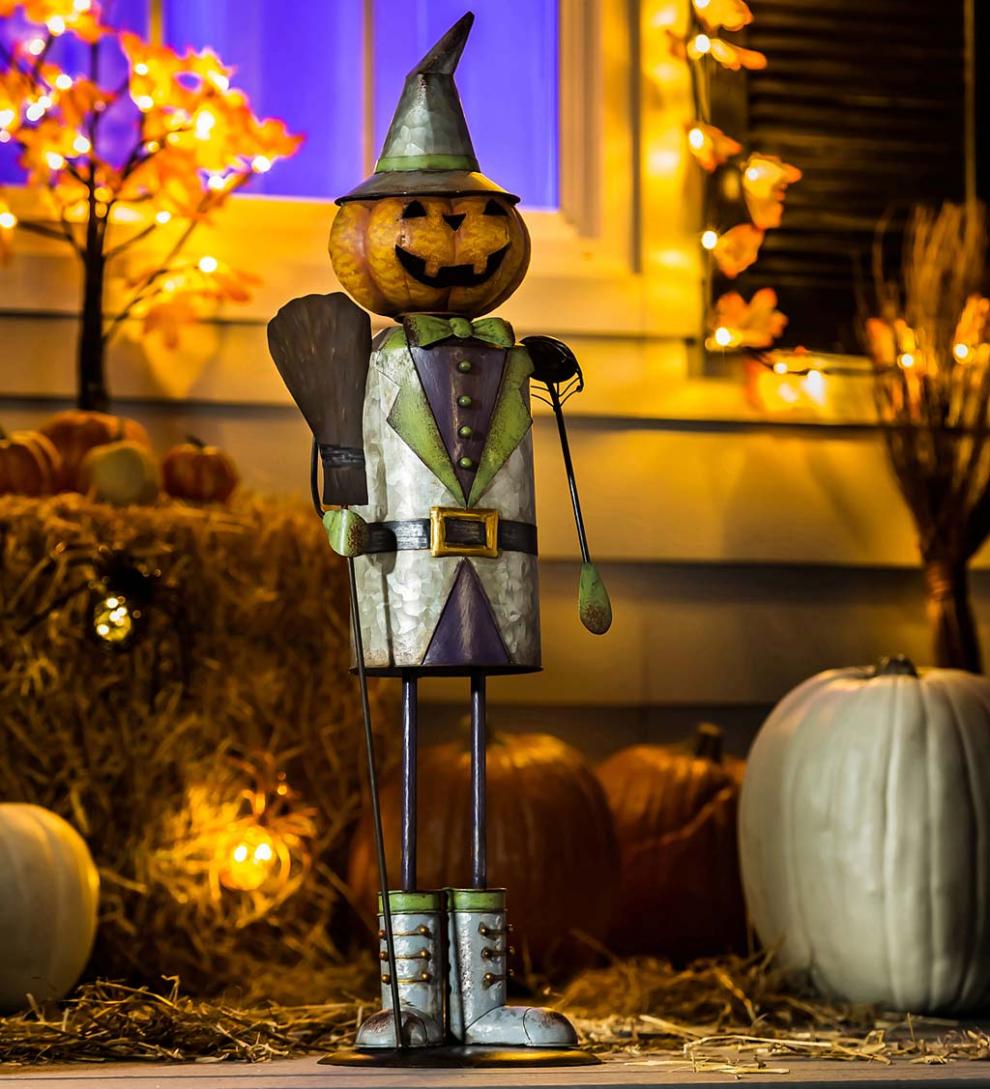 Plow &amp; Hearth Garden Accents | Yard &amp; Garden Indoor/Outdoor Pumpkin Witch Garden Statue