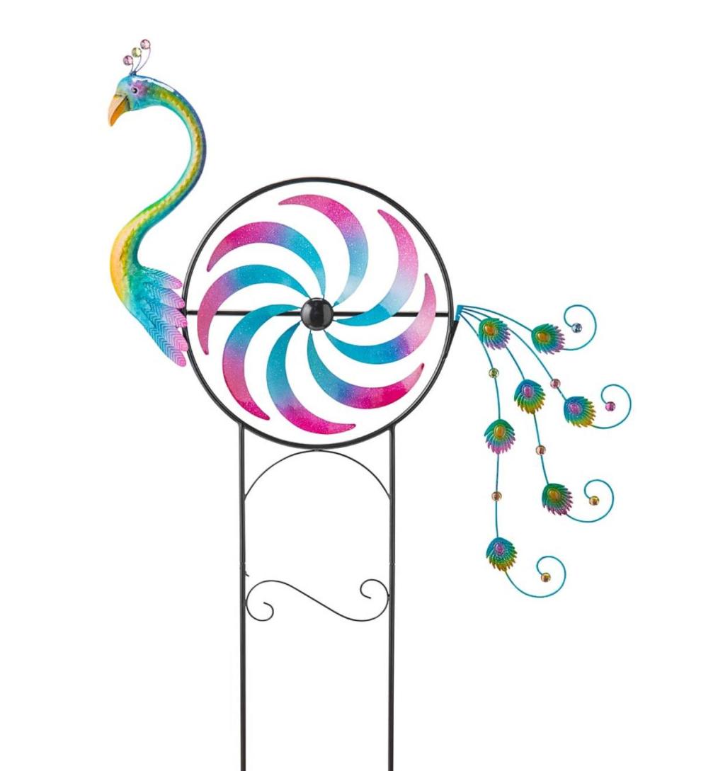 Plow &amp; Hearth Garden Accents | Yard &amp; Garden Iridescent Peacock Wind Spinner