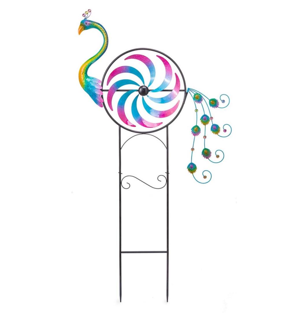 Plow &amp; Hearth Garden Accents | Yard &amp; Garden Iridescent Peacock Wind Spinner